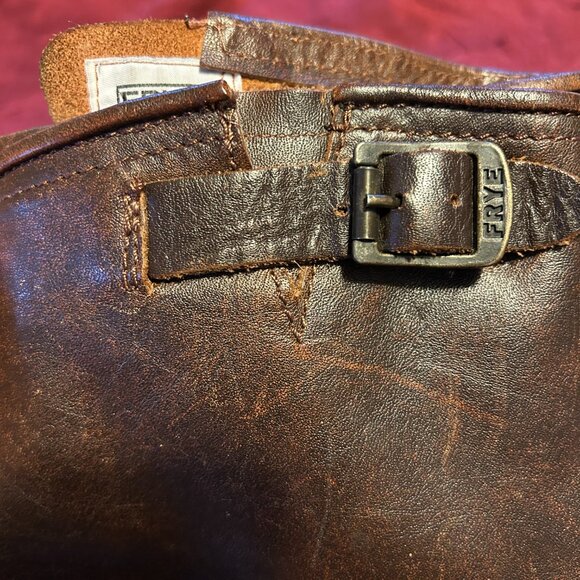 Frye Vintage Tall double-buckle pull-on boots, Dark Brown, size 7 - Picture 13 of 14